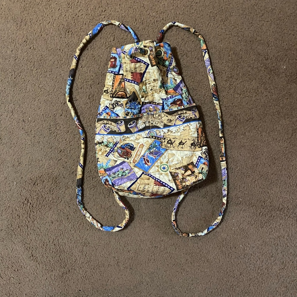 Colorful Fabric Drawstring Backpack - image 1